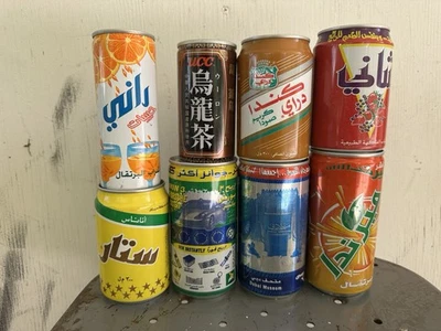 8 Vintage Cans Arabic & Japanese Collector Pepsi Canada Dry Mirinda Rani Empty - Image 1 of 4