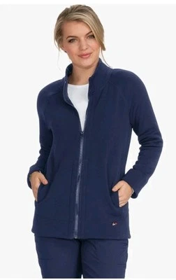 Koi Lite 女式 S 码健康磨砂夹克海军蓝羊毛衬里 452 — 第 1/4 张图片