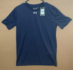 Under Armour Boy Shirt Youth XL Heat Gear Dri-Fit Short Sleeve Navy - Picture 1 of 8