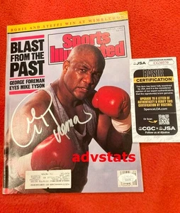 JSA authentic auto'd GEORGE FOREMAN signed Sports Illustrated eyes Tyson 7/17/89 - Picture 1 of 9