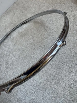 70s Premier 16” Die-Cast Floor Tom Drum Hoop - COB Chrome over Brass Lot #1 - Image 1 of 4