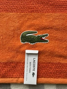 Lacoste Bath Towel 100% Cotton 30" x 52" Orange Big Crocodile Logo New W/tag - Picture 1 of 4