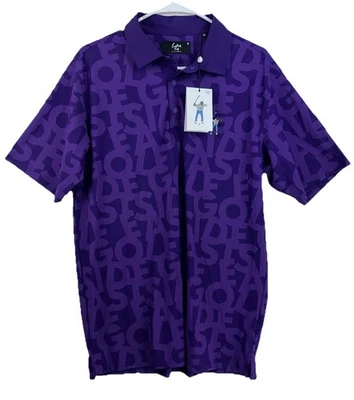 NWT Eastside Golf Men Large Violet Shuffle Print Snap Placket Golf Polo $98 - Image 1 of 4