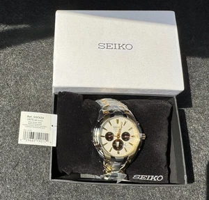 SEIKO Solar Chronograph White Dial Men's Water Resist Watch SSC634 (NEW w/Tag) - Picture 1 of 3