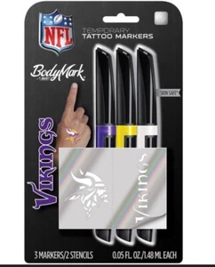 BodyMark by BIC Temporary Tattoo Marker NFL Series Vikings Skin Safe - Picture 1 of 2