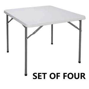 4PCS 3FT Square Folding Card Table Indoor Outdoor Portable Plastic Camping Table - Picture 1 of 12