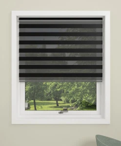 DOPPELROLLO SCHWARZ 60x150 CM DUOROLLO FENSTERROLLO OHNE BOHREN KLEMMROLLO ROLL - Bild 1 von 5