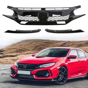 For 2016-2018 Honda Civic Front Grille Type R Style Hood Grill Hatchback Sedan - Picture 1 of 7