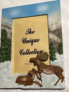 The Unique Collection Moose 3-D picture frame snow & trees 4”x6” - Picture 1 of 7