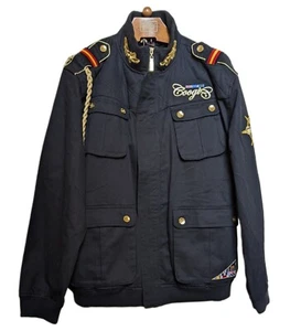 Giacca nera di ispirazione militare Coogi con ricamo, corda oro e spalline XXL - Foto 1 di 15
