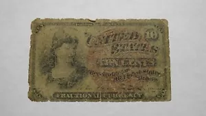 1863 $.10 Fourth Issue Fractional Currency Obsolete Bank Note Bill! 4th RARE - Picture 1 of 2