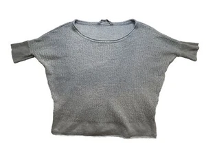 Athleta Gray Medium Waffle Knit Dolman Sleeve Cashmere Linen Blend Sweater Top - Picture 1 of 6