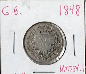 Moneda Gran Bretaña 1 chelín 1848/6 KM734.1, plata, Victoria - Imagen 1 de 4