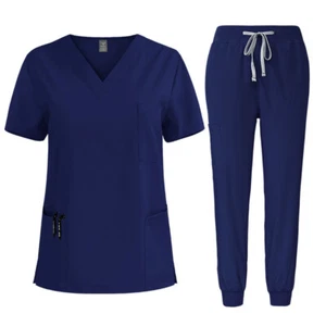 Stretch Medical Nursing Uniform Scrub Set Men V-Neck 3-Pocket-Top Jogger Pants - Picture 1 of 138