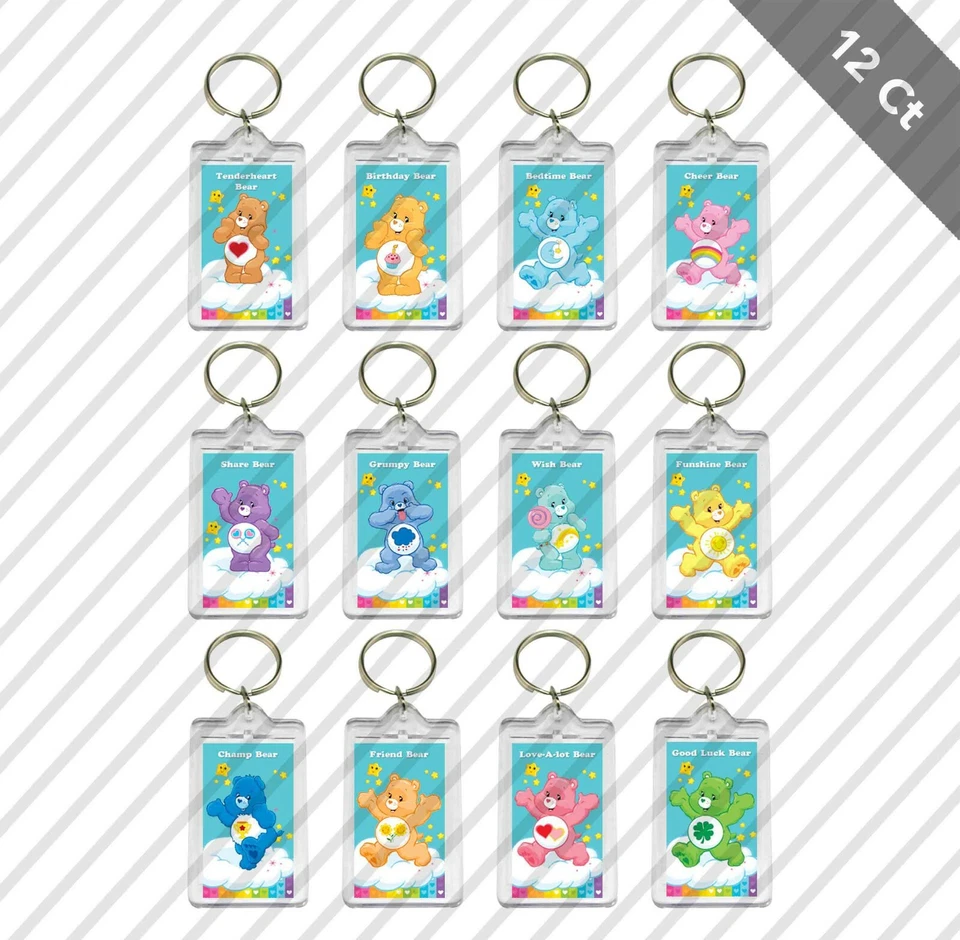 12 Care Bears Llavero Niños Fiesta de Cumpleaños Favor Regalos Bolsa Relleno Foto 1 de 1