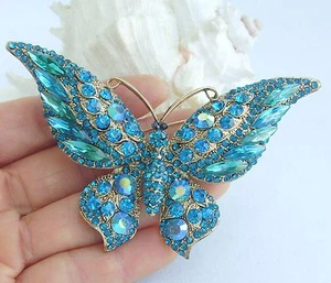 Broche Pin Mariposa Vintage Turquesa Cristal Austriaco Colgante Regalo EE04538C5 - Imagen 1 de 5