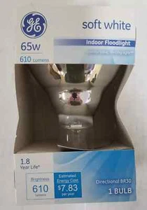 GE BULB 120 V / 65w basic BR 30 Floodlight 610 lumens - Picture 1 of 6