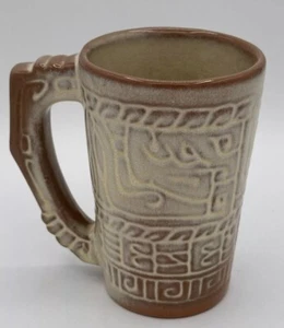 Frankoma Mug Desert Gold Mayan Aztec Design Pottery Vintage Coffee Cup - Picture 1 of 8