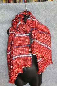 BUFANDA CÁLIDA GRANDE ESTAMPADA ROJA 60x170 CM - Imagen 1 de 2