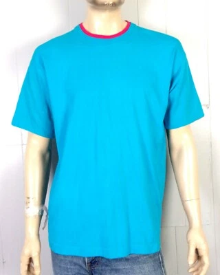 Camiseta De Colección Años 80 90 Fruit of the Loom Puntada Única Azul Magenta Manga 2 Capas XL Foto 1 de 3