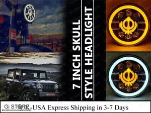 The Khanda Sahib 7" LED Headlight fits Royal Enfield Classic Electra Standard - Foto 1 di 6