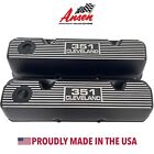 Ford 351 Cleveland Valve Covers Black - Die-Cast Aluminum - Style 2 - Ansen USA