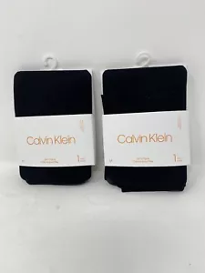 2 Calvin Klein Little Girls' Classic Footed Tights, Black, Medium - Picture 1 of 2