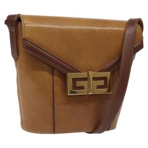 GIVENCHY Shoulder Bag Leather Brown Gold Auth BA1157 - Picture 1 of 22