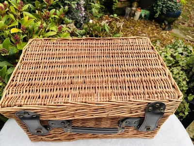 Wicker Hamper Gift Basket Empty With Handle 22cm x 46cm x 30cm - Image 1 of 4