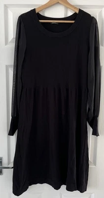 Vestido suéter romano preto malha fina macia mangas transparentes tamanho 16 - Imagem 1 de 4