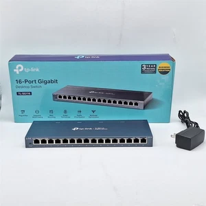 TP-Link 16 Port Gigabit Ethernet Network Switch Desktop Wall-Mount Fanless Black - Picture 1 of 5