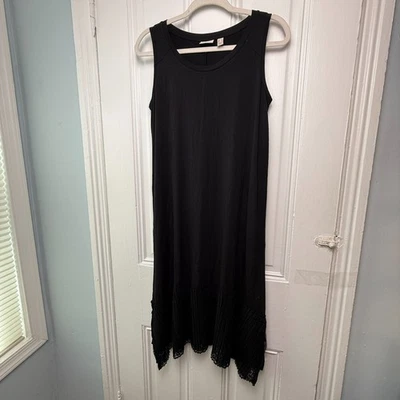 Vestido de punto con ganchillo para mujer QVC LOGO de Lori Goldstein XS negro Foto 1 de 4