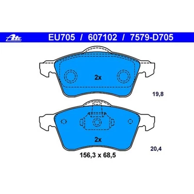 Pastilla de freno original ATE 607102 ATE para 96-97 Volkswagen EuroVan Foto 1 de 4