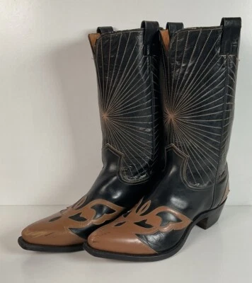 Botas de Vaquero Frye Auténticas Años 50 De Colección 9.5 D Punta de Ala Starburst Foto 1 de 4