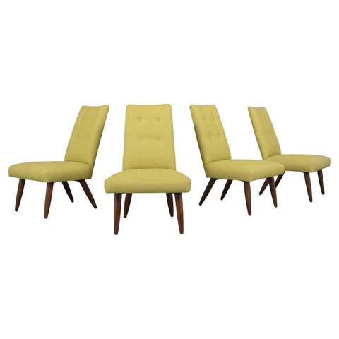 Set of Four Vintage Mid Century Modern Dining Chairs Cover