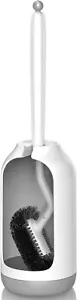 Toilet Brush Holder Set with Curved Bristle for Deep Cleaning - White - Picture 1 of 12