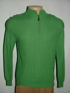 NEW WT $248 SAKS FIFTH AVENUE 1/2 ZIP SWEATER SIZE M CASHMERE SILK GREEN #130 - Picture 1 of 5