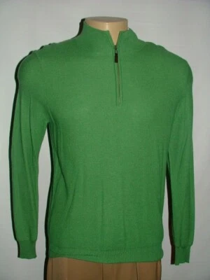 NUEVO WT $248 SAKS QUINTA AVENIDA 1/2 CREMALLERA SUÉTER TALLA M CACHEMIR SEDA VERDE #130 Foto 1 de 4