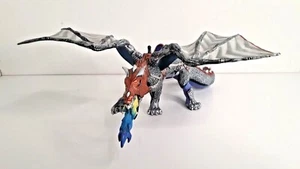 2007 Papo Silver Fire Breathing Dragon of Light With Saddle Fantasy World Figure - Picture 1 of 6