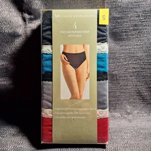 Karen Neuburger Microfiber Brief With Lace 4 Pack Women's Size Small S/5 Hi-Cut - Picture 1 of 4
