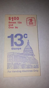 1977 9c Flag Over Capitol and 13c Capitol Dome, booklet of 8 stamps  U.S. #1623a - Picture 1 of 5