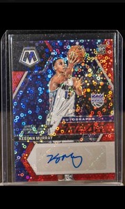 Keegan Murray 2022-23 Mosaic Fast Break Red Prizm RC Auto 18/49 Kings BH40