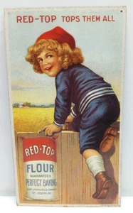 Vintage Smooth Tin Sign RED-TOP FLOUR ADVERTISING PLAQUE 9" x 16" - Picture 1 of 8