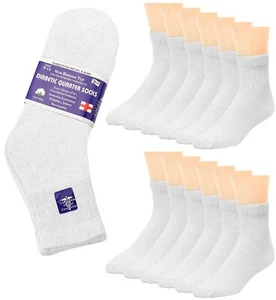12-Pack Diabetic Socks Quarter Ankle Physicians Approved Socks Mens Womens No... - Picture 1 of 6