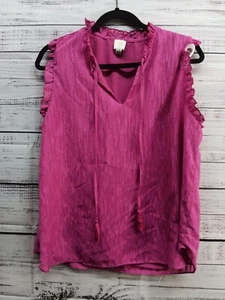 Joie Blouse Women's Large Boho Pink Sleeveless Sheer Lightweight - Picture 1 of 6