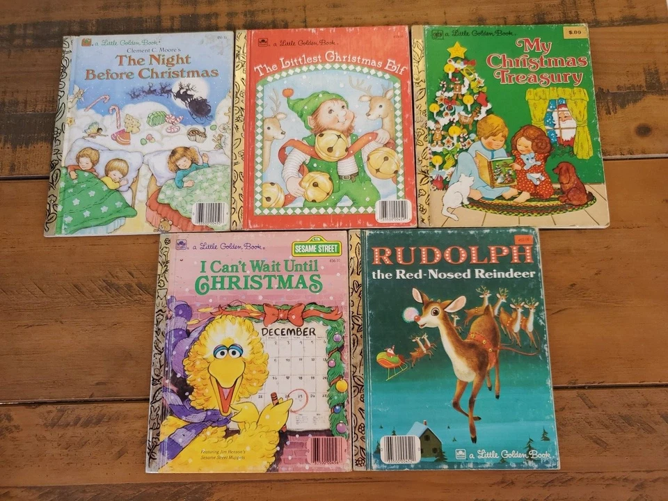 Lot Of 5 Little Golden Books Christmas RUDOLPH, Sesame Street, Elf, Holidays - Image 1 of 4
