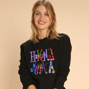 Felpa Donna Colore Nero HAKUNA MATATA COLOR - Foto 1 di 3