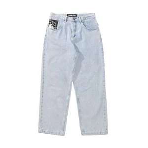 Crawling Death Web Denim Jeans Light Blue Sale Mens Streetwear Skate Apparel - Picture 1 of 4