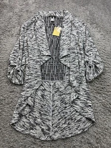 Alberto Makali Sweater Women Medium Leopard Draped Tiered Whimsy Cardigan NWT - Picture 1 of 9