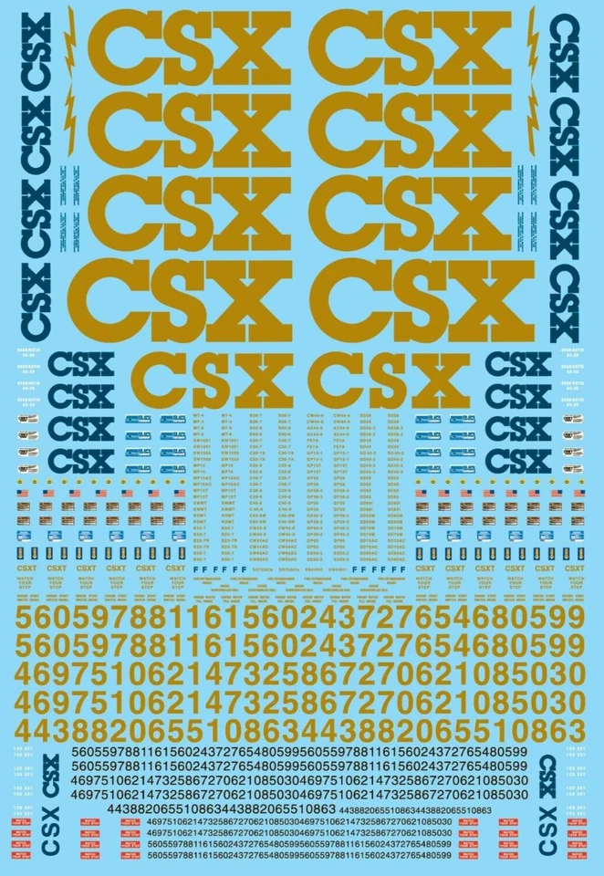 Microscale 60-1180 N Scale CSX Diesels (2002+) Locomotives Waterslide Decals - Image 1 of 1